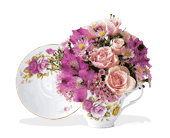 Pink Roses Teacup Bouquet, picture
