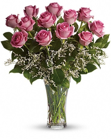 Make Me Blush - Dozen Long Stem Pink Roses Bouquet