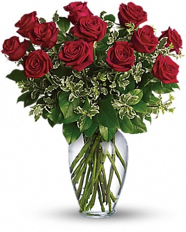 Always On My Mind - Dozen Long Stem Red Roses Bouquet