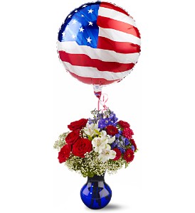 Red, White and Balloon Bouquet in McDonoughGA, Absolutely Flowers