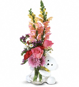 Teleflora's Bear Hug Bear with Pink Roses in McDonoughGA, Absolutely Flowers