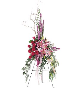 Amethyst and Ruby Standing Spray in McDonough GA, Absolutely Flowers