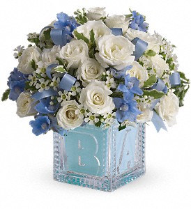 Baby's First Block by Teleflora - Blue in McDonough GA, Absolutely and McDonough Flowers & Gifts