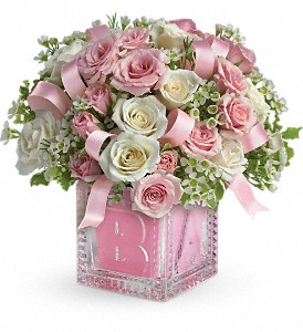 Baby's First Block by Teleflora - Pink in McDonough GA, Absolutely and McDonough Flowers & Gifts