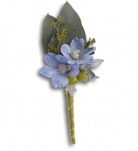 Hero's Blue Boutonniere in McDonough GA, Absolutely and McDonough Flowers & Gifts