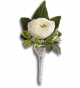 Blissful White Boutonniere in McDonough GA, Absolutely and McDonough Flowers & Gifts
