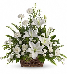 Peaceful White Lilies Basket in McDonough GA, Absolutely Flowers