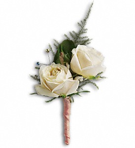White Tie Boutonniere in McDonough GA, Absolutely and McDonough Flowers & Gifts