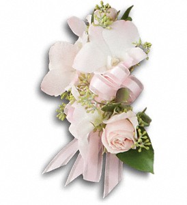 Beautiful Blush Corsage in McDonough GA, Absolutely and McDonough Flowers & Gifts