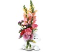 Teleflora's Bear Hug Bear with Pink Roses in McDonough GA Absolutely Flowers