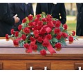Red Regards Casket Spray in McDonough GA Absolutely Flowers