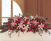 Amethyst and Ruby Casket Spray in McDonough GA, Absolutely Flowers